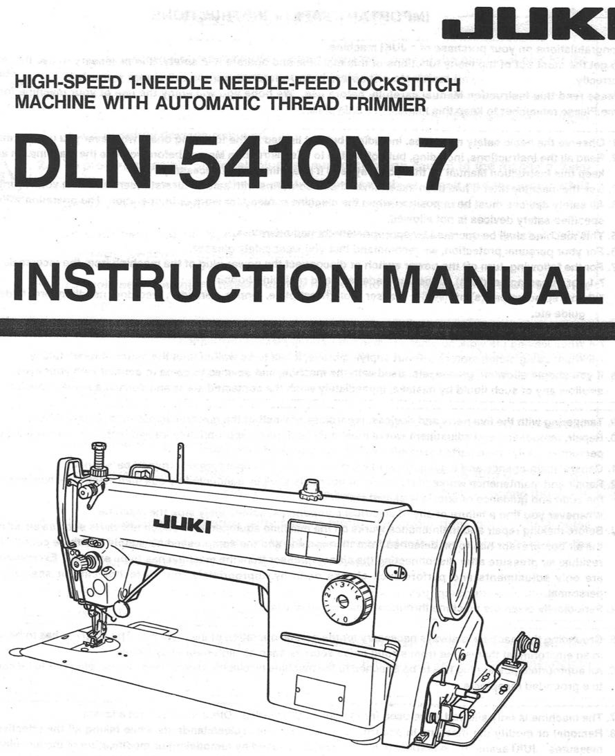 Juki DLN5410N7 sewing machine Instruction manual parts diagrams