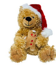 Dan Dee Christmas Bear Holding Gingerbread Man 16" Plush Soft Stuffed Animal Toy - $14.84