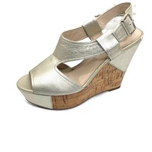 Franco Sarto Metallic Gold Wedges Leather Sandals Open Toe Women Shoes Size 8 M - $19.75