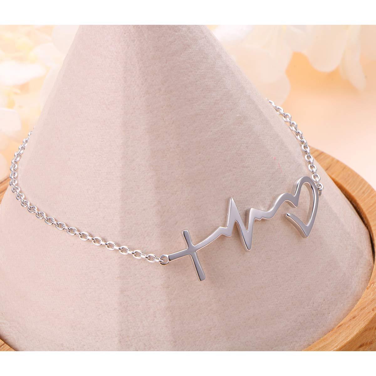 S925 Sterling Silver Faith Hope Love Cross Lifeline Heart Pendant