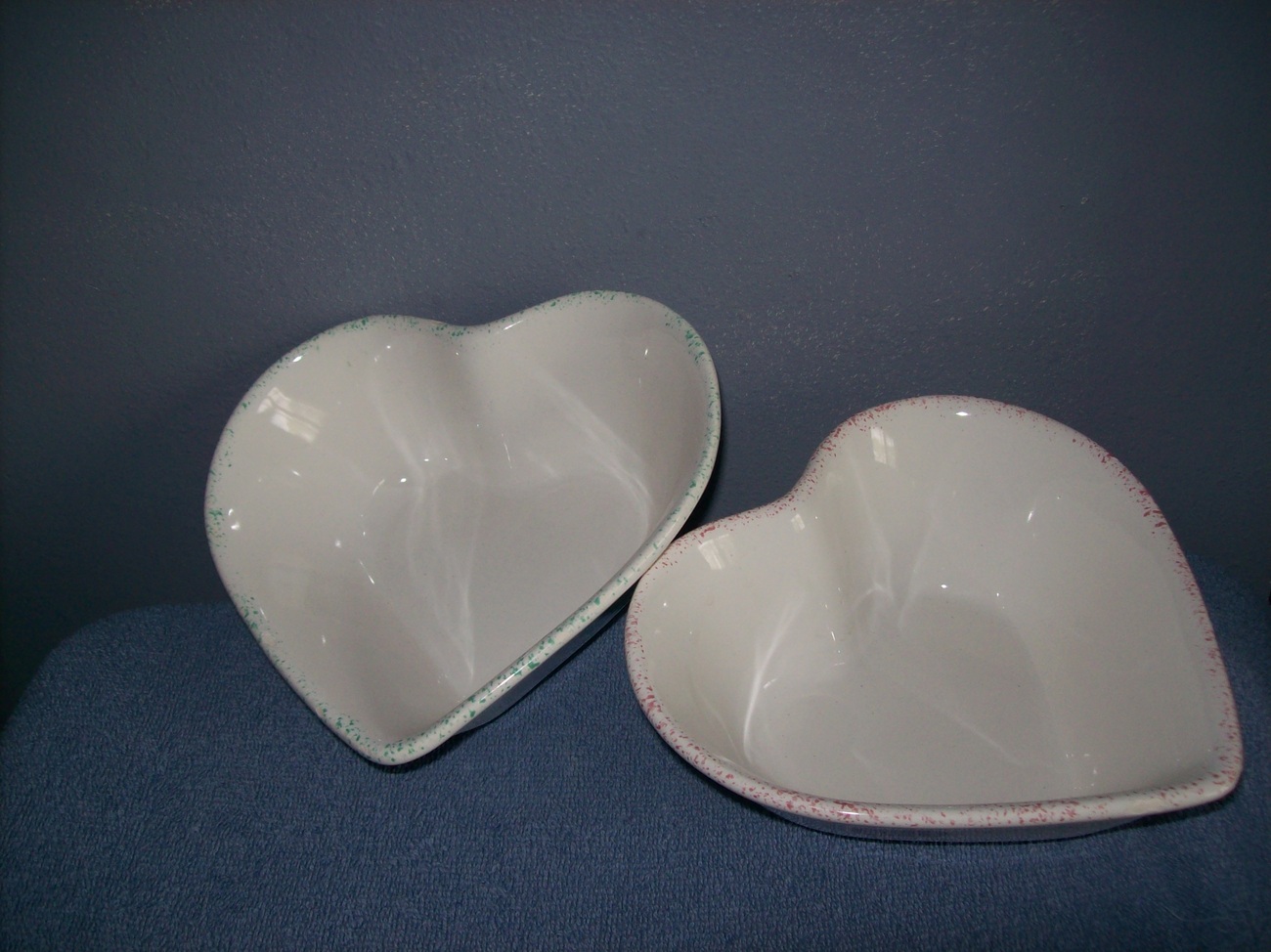 2 Decorative Heart Shaped Serving Bowls - Bowls