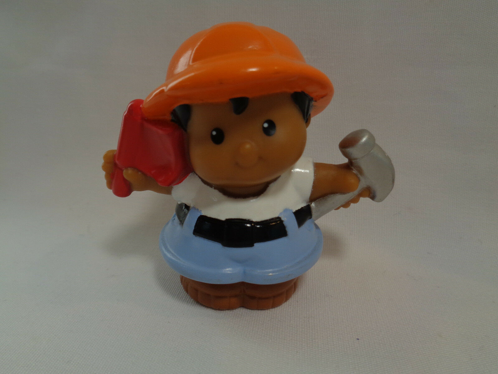 Fisher Price Little People '01 Hispanic Construction Worker Hard Hat Flag Hammer - $1.85
