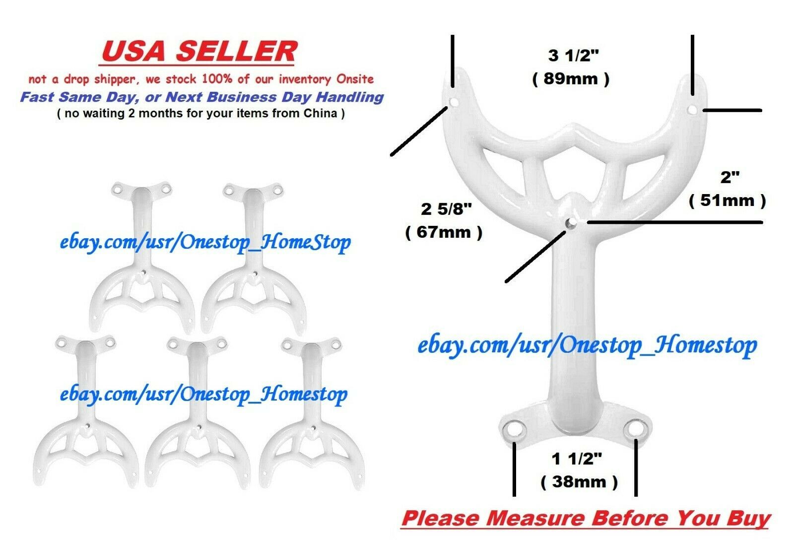 5 36"42" White Ceiling Fan Blade Arms Replacement Brackets Hunter