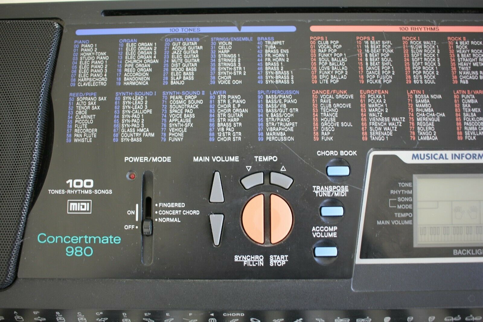 Optimus Concertmate 980 Electronic Black 61 Key 100 Tones Keyboard