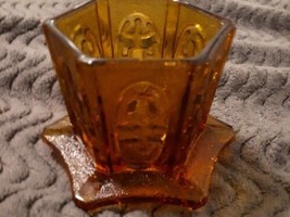 Vintage Amber Glass Homco Pagoda Fairy Light Lamp Candle Holder Base Onl... - $12.38