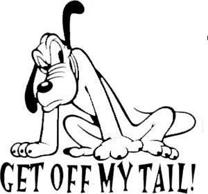 Disney Pluto Get Off My Tail White Color Vinyl Sticker Decal