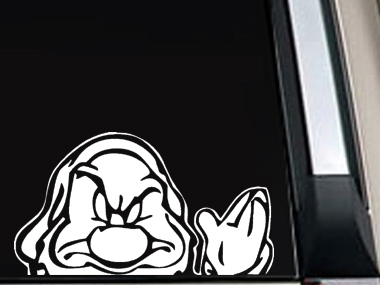 Disney Grumpy Dwarf Waving Vinyl Decal Sticker