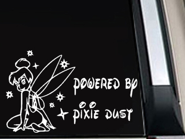 Tinkerbell Fairy Girl Powered by Pixie Dust Car Truck Window Decal Sticker