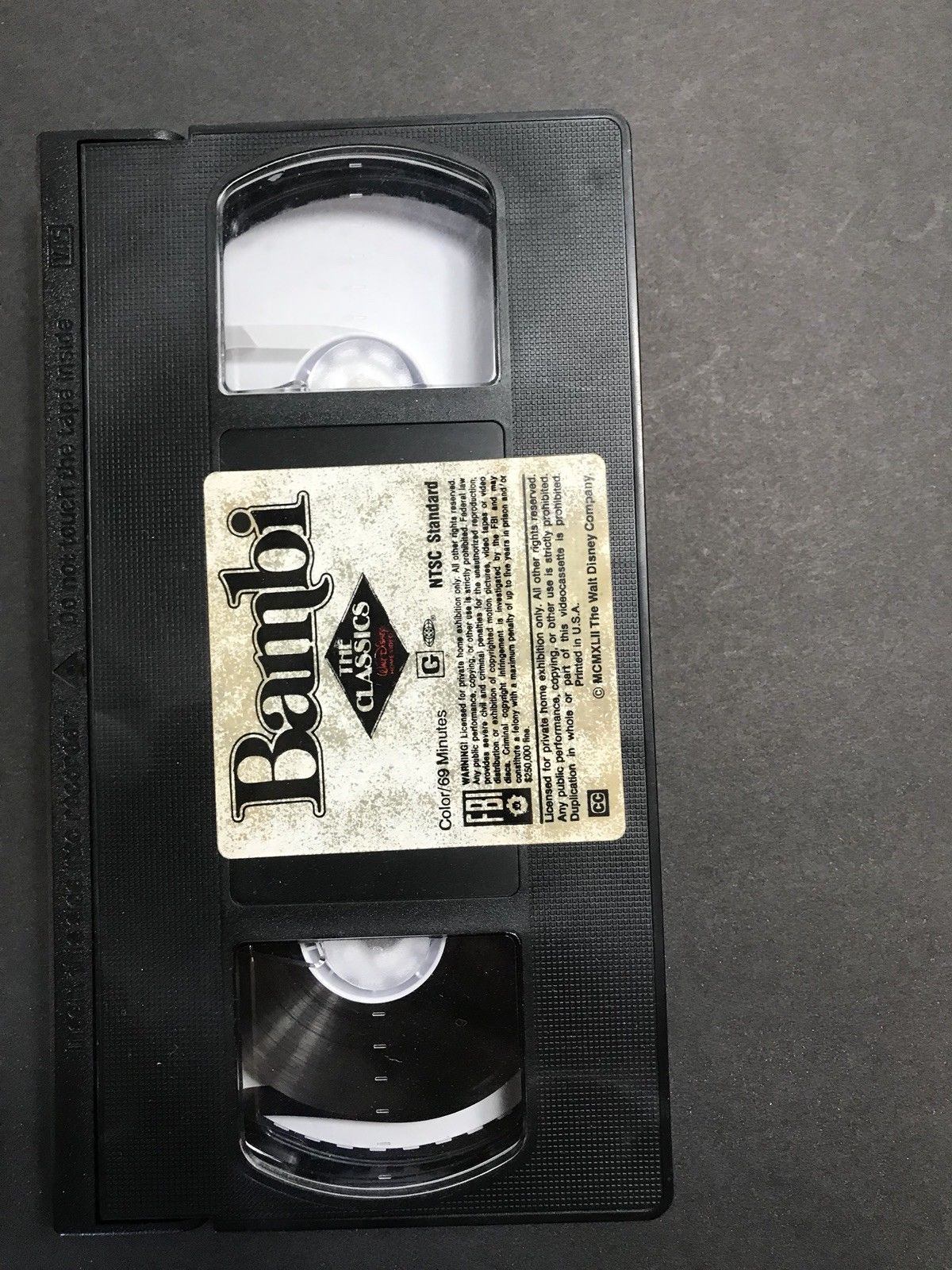 Walt Disney’s Black Diamond Classic “Bambi” 942 VHS Tape, VHS Tapes