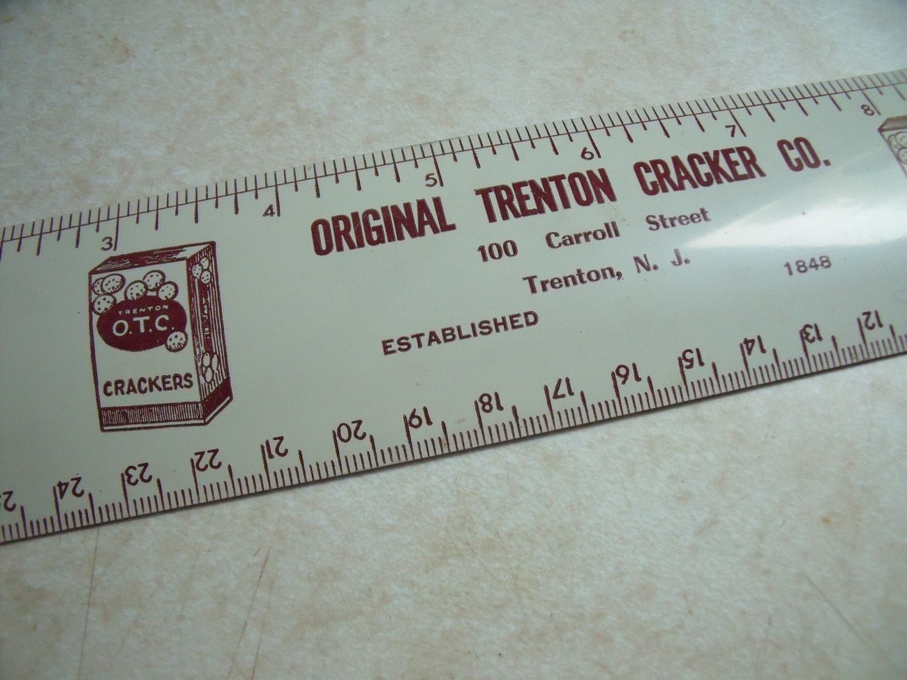 Trenton Cracker (OTC) Company (oyster soup cracker) Vintage Metal Ruler