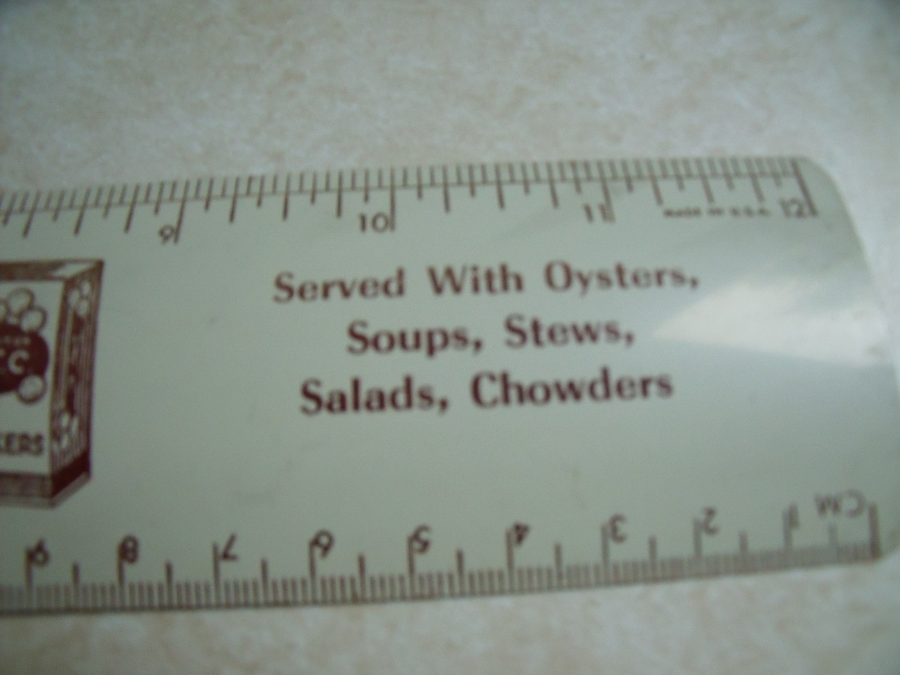Trenton Cracker (OTC) Company (oyster soup cracker) Vintage Metal Ruler