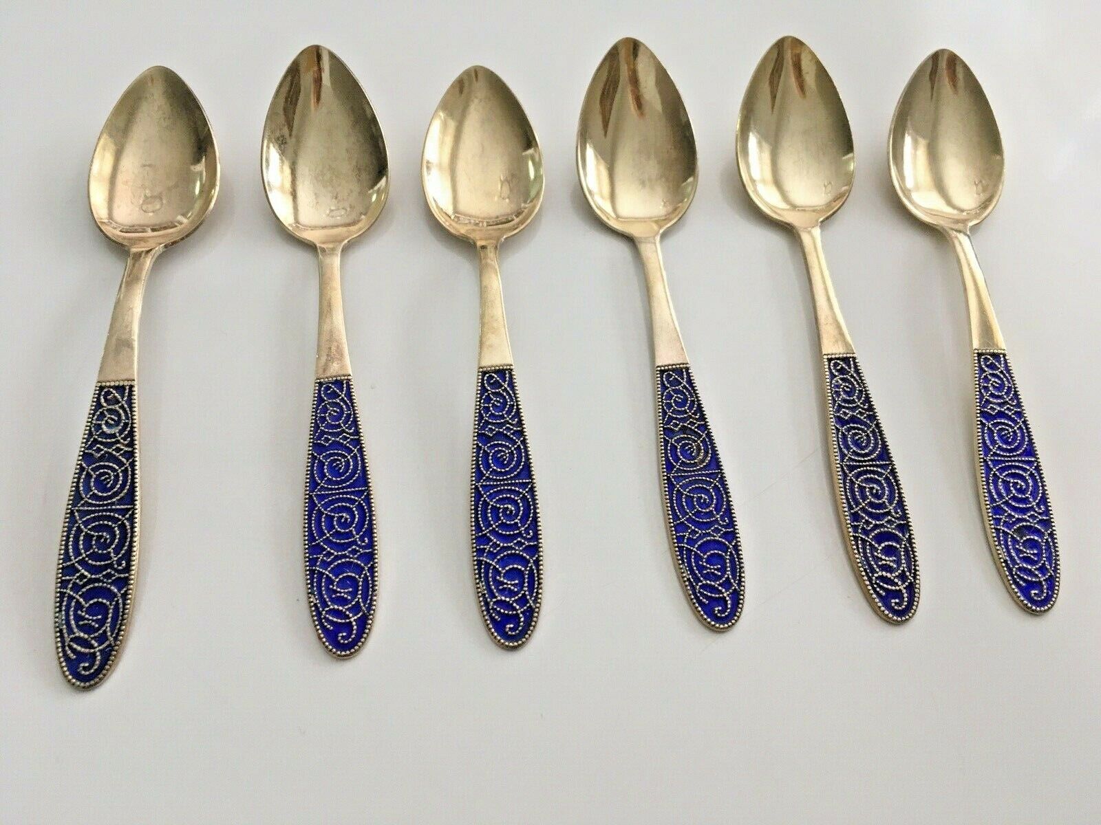 Set of 6 ~ Demitasse Spoons ~ 800 Silver ~ Russia?