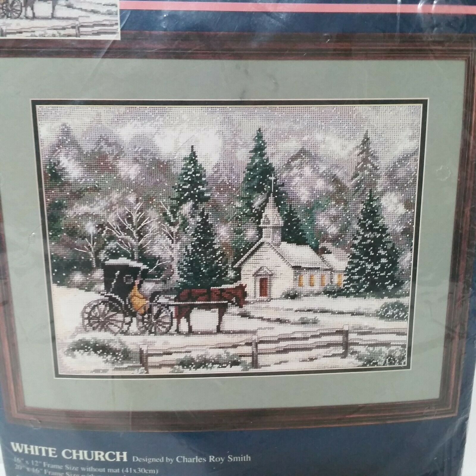 Primary image for Sunset White Church Needlework Kit #12120 Christmas Snow Mountains Horse Buggy