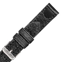 Hadley Roma MS868 18mm Black Genuine Leather &amp; Canvas  Mens Watch Strap - $17.00