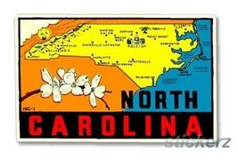 State of North Carolina Vintage Style Travel Decal, Vinyl Sticker, Lugga... - $4.56