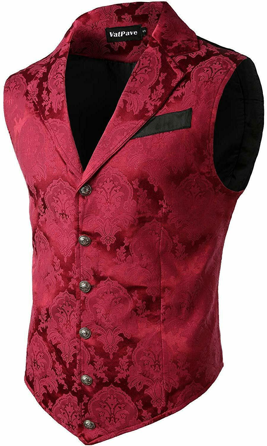 VATPAVE Mens Victorian Suit Vest Steampunk Gothic Waistcoat - Coats ...