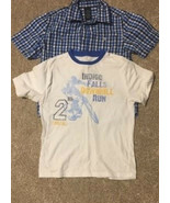 Boy&#39;s Faded Glory 2 in 1 Shirt Size 10/12 Blue/White Checked--Indigo Falls - $5.99