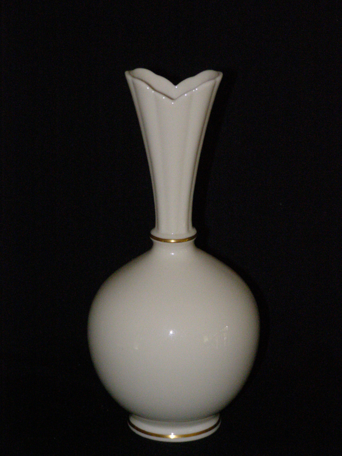 Vintage Lenox China High Vase Bulbous Blue Tree Gold Stamp Made in USA