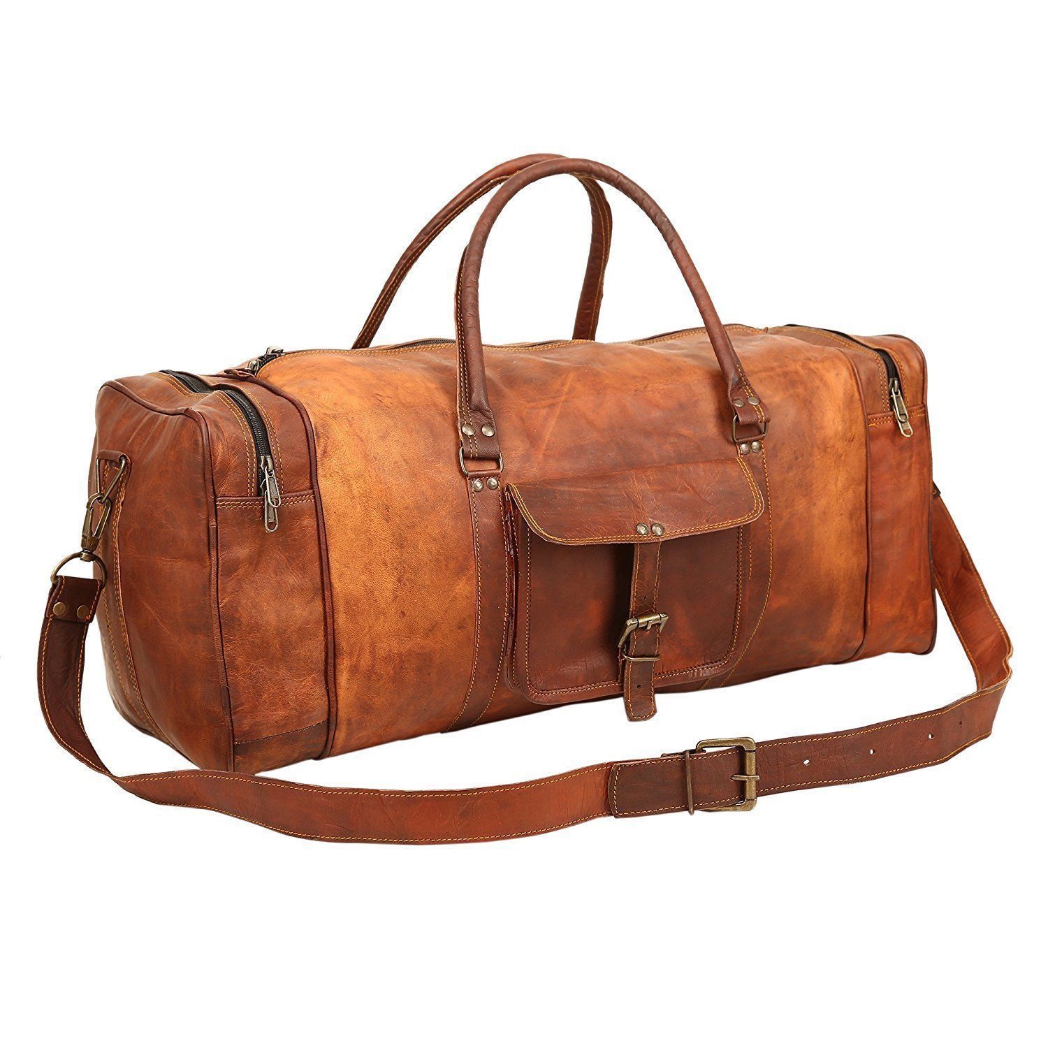 Goat Leather Handmade Travel Luggage Vintage Duffel Bag