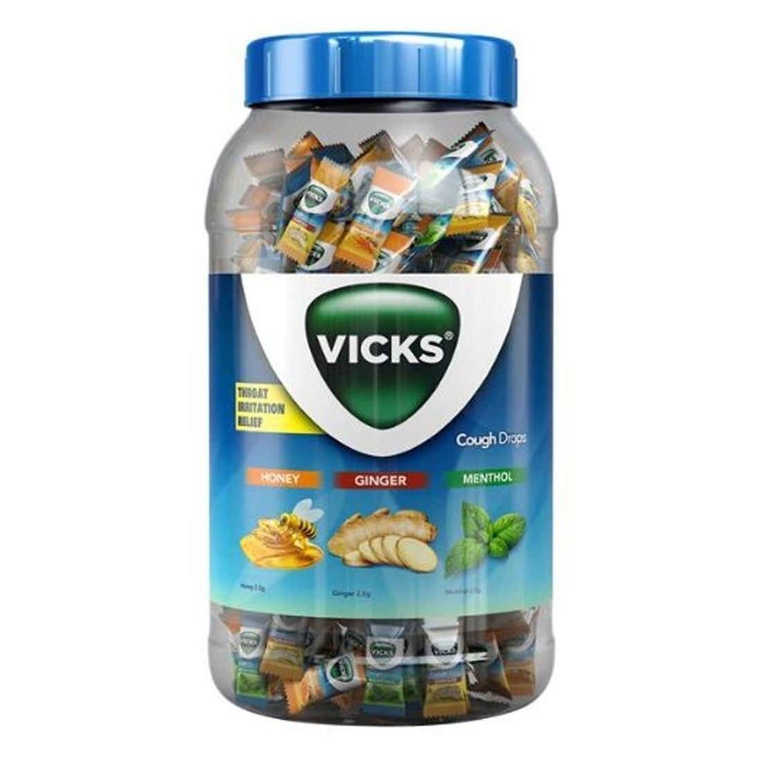 Vicks Cough Drops 175 pieces x 2 gm each Menthol Honey and Ginger Mix