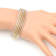 Gold & Silver Tone (Two-Tone) Twisted Bangle Bracelet Cuff- United Elegance - $26.99