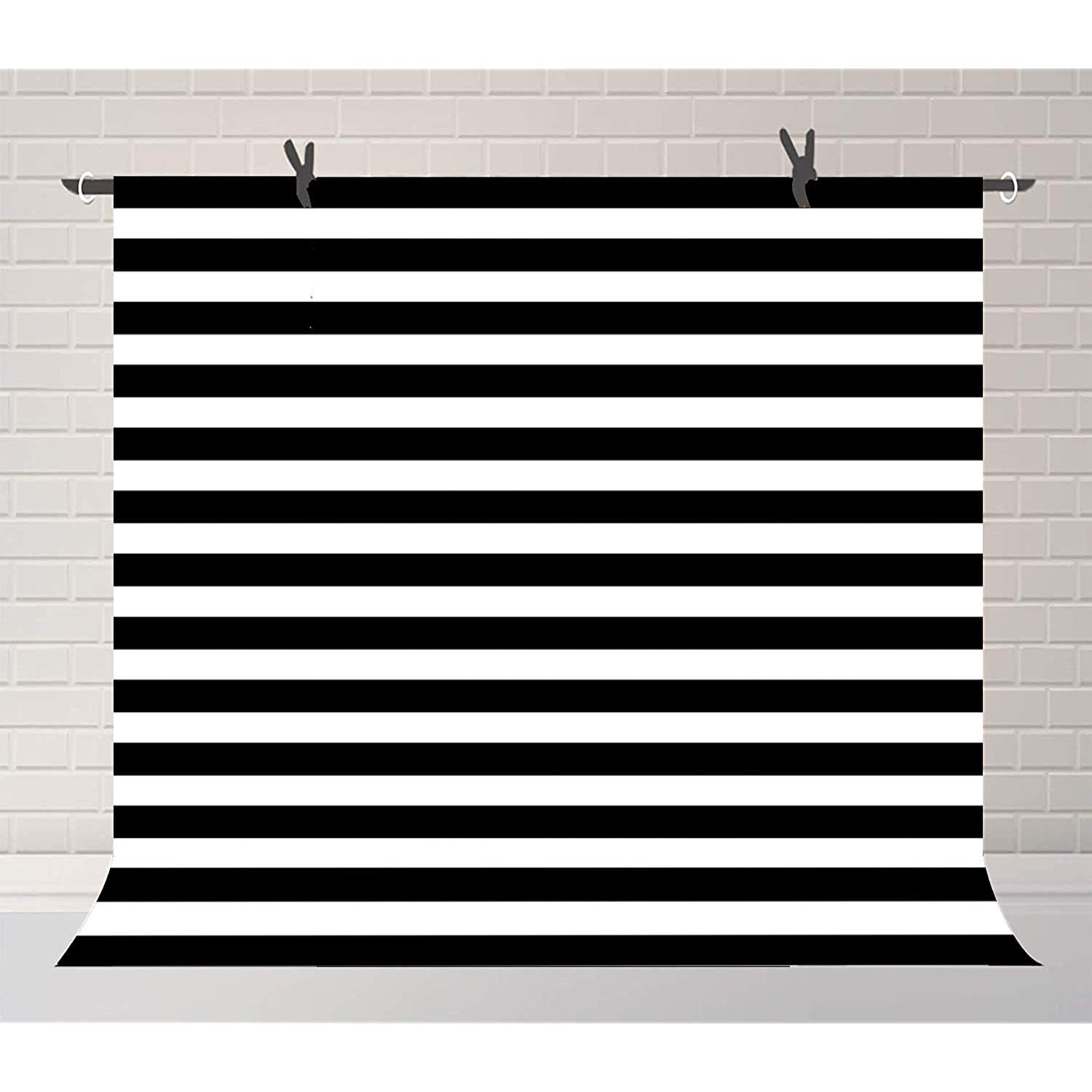 8X8Ft Black And White Stripe Photo Backdrop Striped Photography