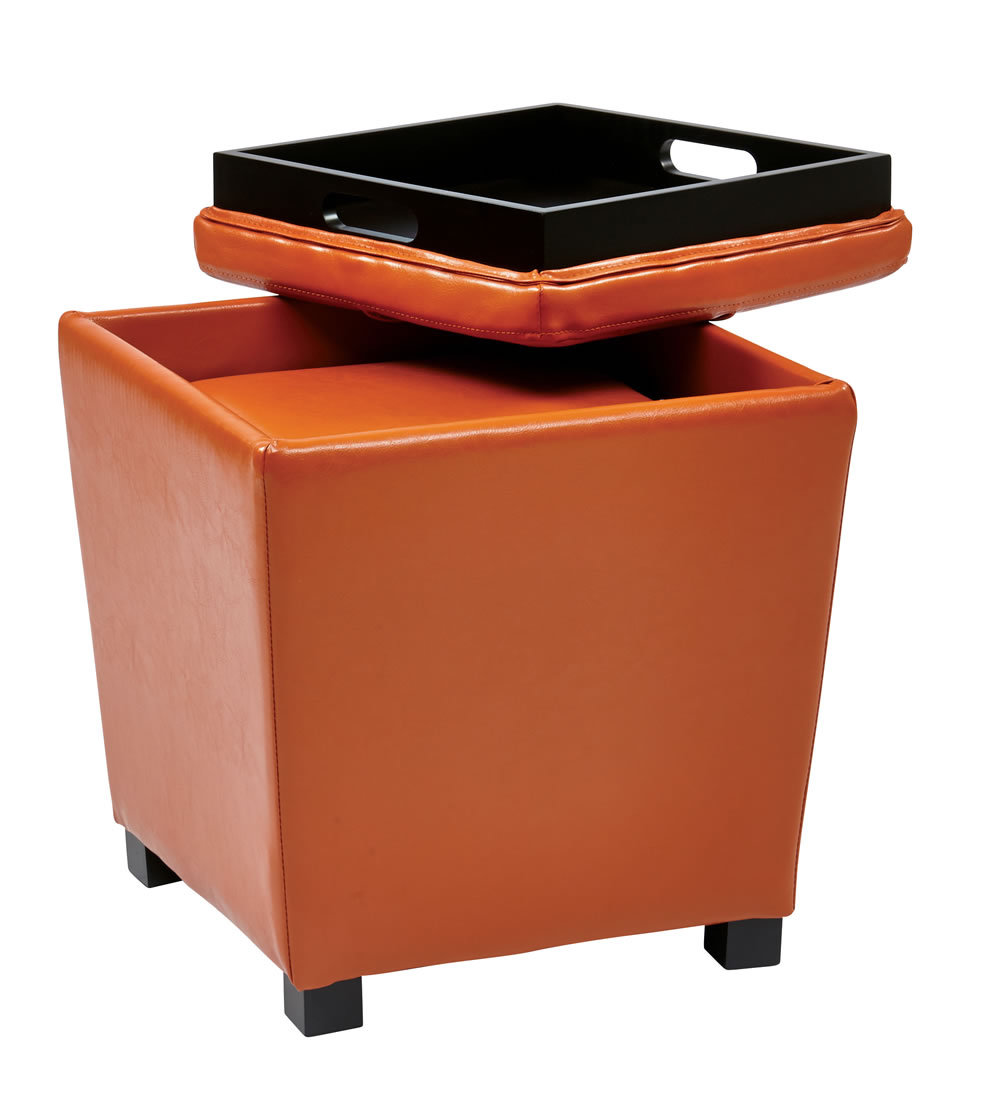 2 PIECE SET Choice of Color Storage Ottoman w/Tray PLUS Extra