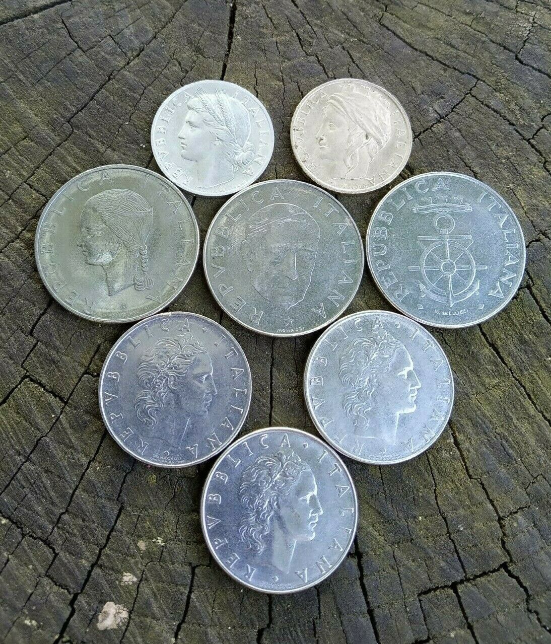 Italian Coins 1L 1949, 50L 1971, 1978, 1980, 100L 1974, 1979, 1986 ...