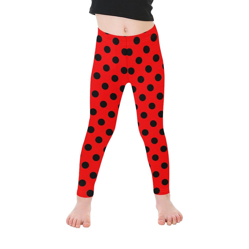 Little Girls' Ladybug Polkadot Black Red All Over Print Legging