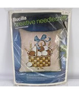 Bucilla All Your Eggs Needlecraft Pillow Kit 16” Square Linen Vintage St... - $21.49
