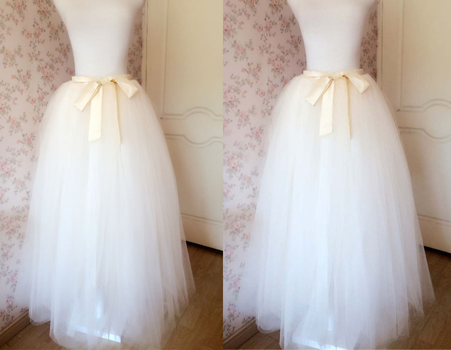 6 Layered IVORY Tulle Skirt Bridal Tulle Skirt Plus Size Wedding Skirt ...