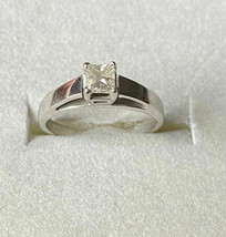 0.75Ct Princess Cut Solitaire Simulated Diamond Engagement Ring 14K White Gold - $256.31