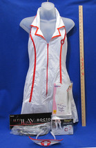 Sexy Naughty Nurse Womens Halloween Costume White Dress Tights Boot Cuff... - $31.03