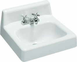 Kohler 2861-0 Cast Iron Wall Mounted Rectangular Bathroom Sink, 21 x 19.25 x 15. - $276.21