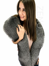 Blue Frost Fox Fur Stole 78' Saga Furs Big Collar Natural Colors Boa King Size image 3