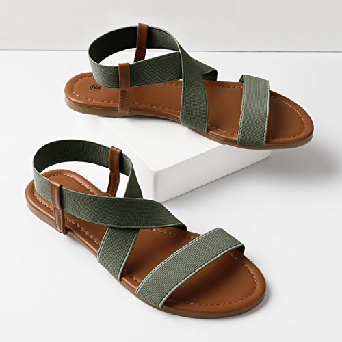 khaki green flat sandals