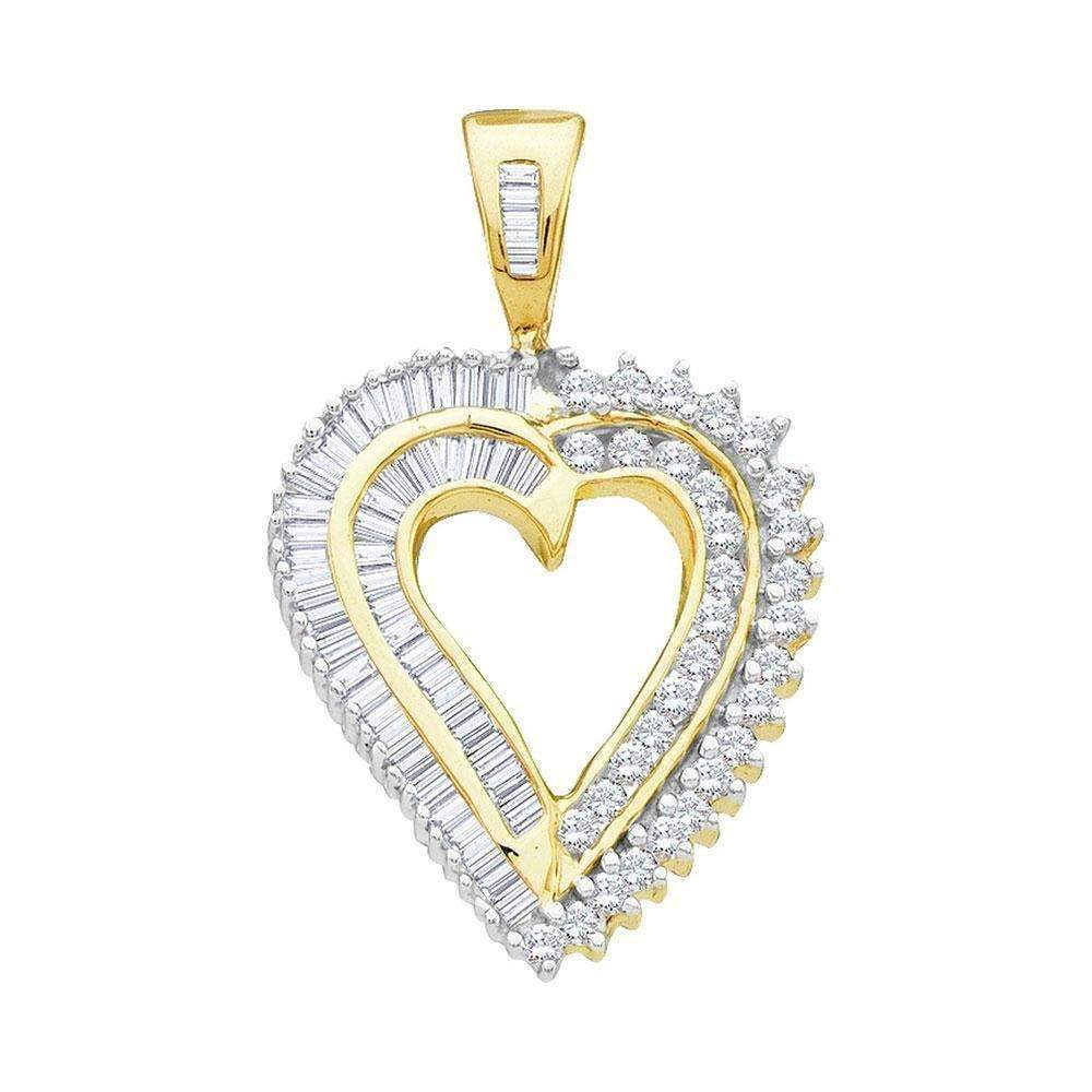 10Kt Yellow Gold Womens Diamond Heart Love Pendant 7-8 Cttw - Fine ...