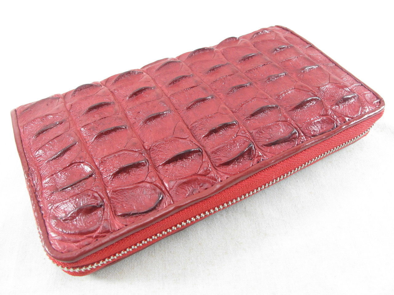 PELGIO Crocodile Alligator Backbone Skin Leather Checkbook Long Wallet Brown New