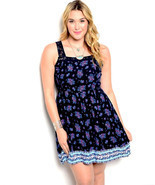 Finesse Ladies Blue Floral Dress Lace-Back Sleeveless Size 2XL - $28.99