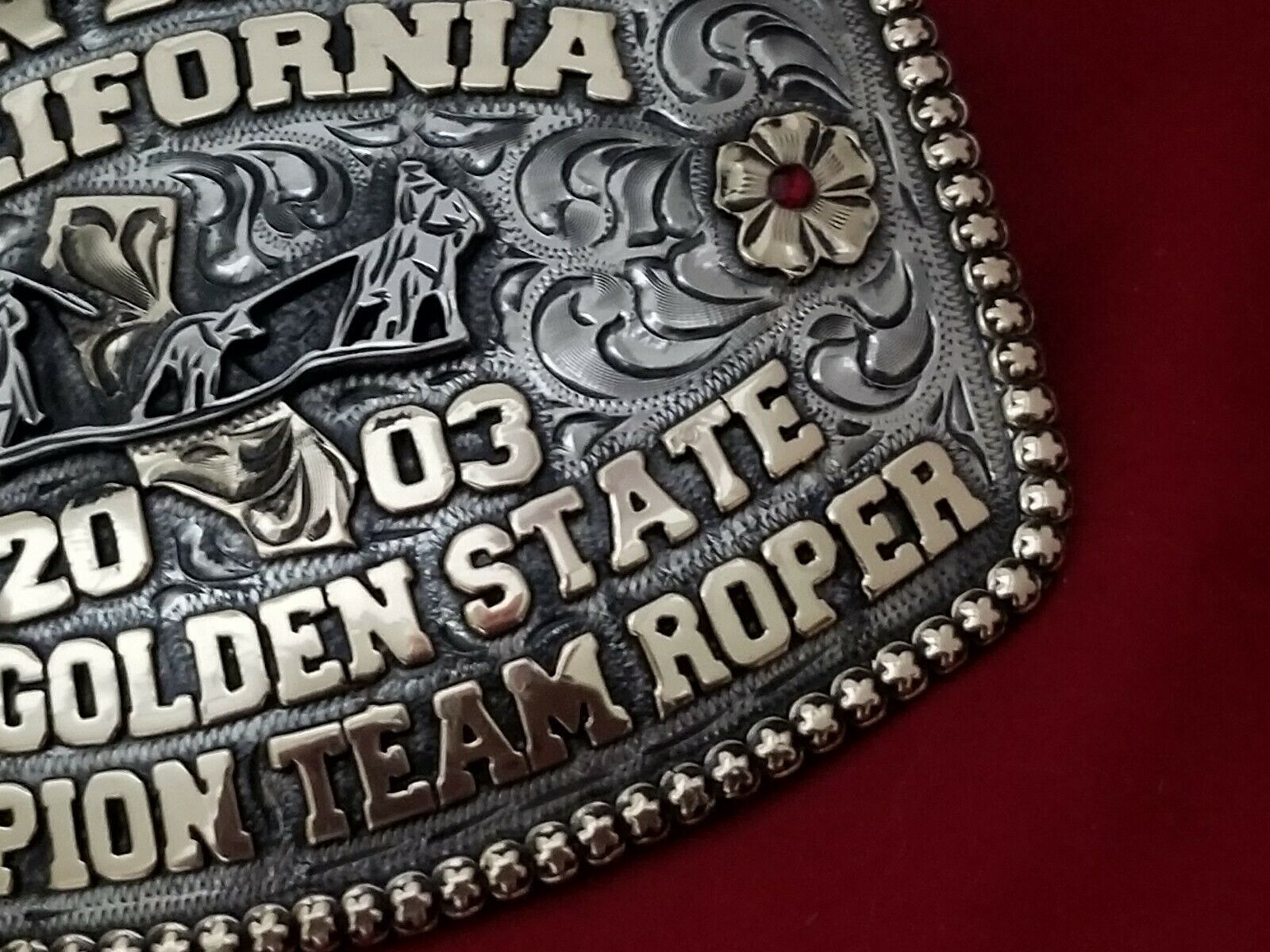 2003 RODEO VINTAGE TROPHY BELT BUCKLESAN DIEGO CALIFORNIA TEAM ROPING