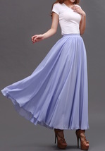 AQUA BLUE Long Chiffon Skirt High Waisted Plus Size Wedding Chiffon Skirt image 12
