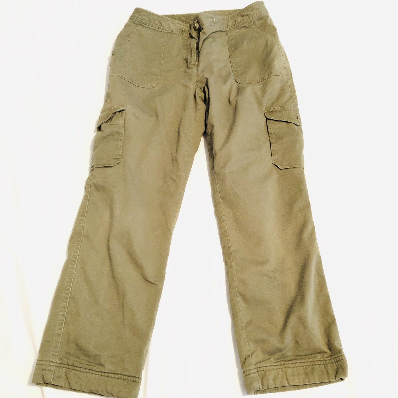 Ll Bean Womens Favorite Fit Flannel Lined Cargo Pants 10 Green Chino ...