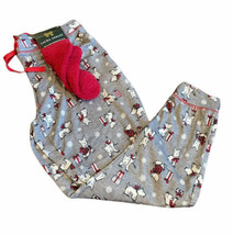 Laura Ashley Pajama Pants Highland Dog Scottie Westie Sz M Christmas Socks - $22.98