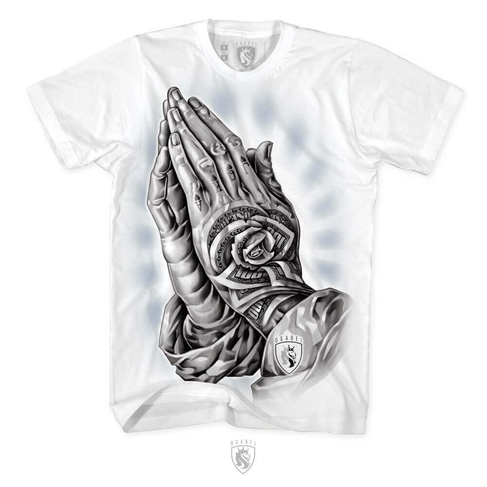 OG Abel Money Rose Flowers Hands Praying Tattooed Urban Men's Tee Shirt ...