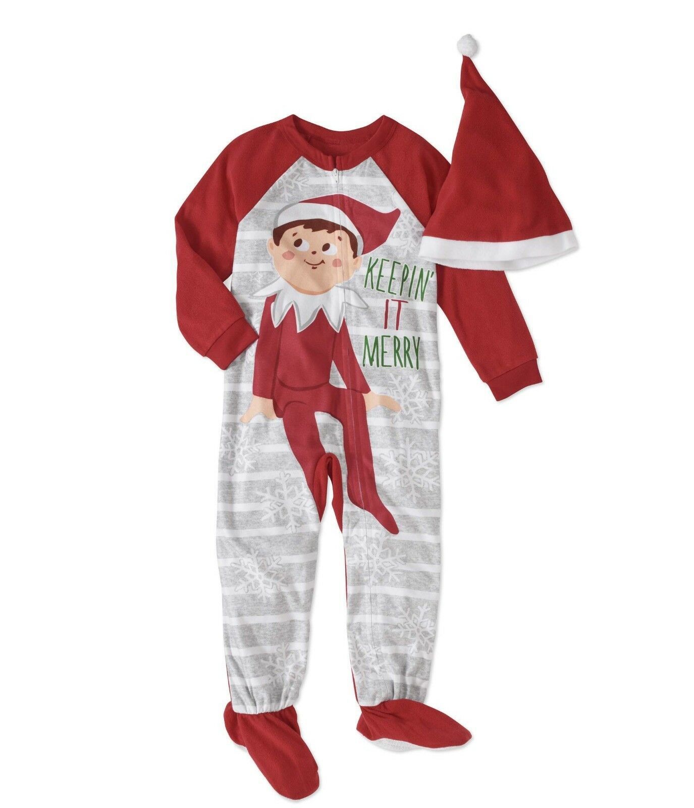 Elf On The Shelf Kids Pajamas Toddler Boys / Girls One Piece Footed