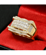 Men&#39;s 3Ct Round Lab Created Diamond Wedding Pinky Ring 14K Yellow Gold P... - $135.10