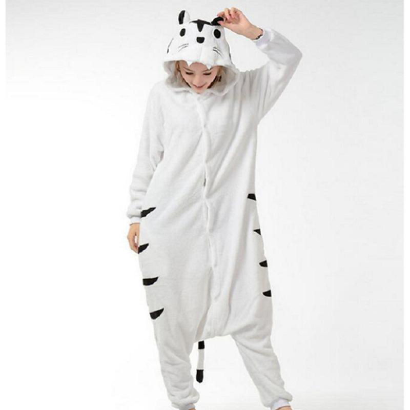 Adults' Tiger Onesie Pajamas Polar Fleece White Cosplay For Men and Women Animal