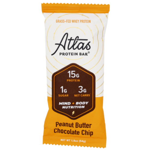 Atlas Bar Peanut Butter Chocolate Chip Protein Bar 1.9 oz Pack of 4- show ori...