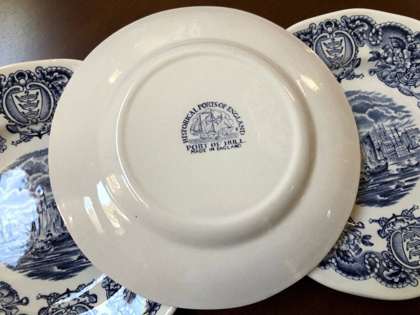 HISTORICAL PORTS OF ENGLAND BLUE Stoneware Transferware DINNER PLATE 