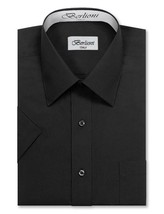 Berlioni Italy Men's Premium Classic Button Down Short Sleeve Solid Dress Shirt image 2